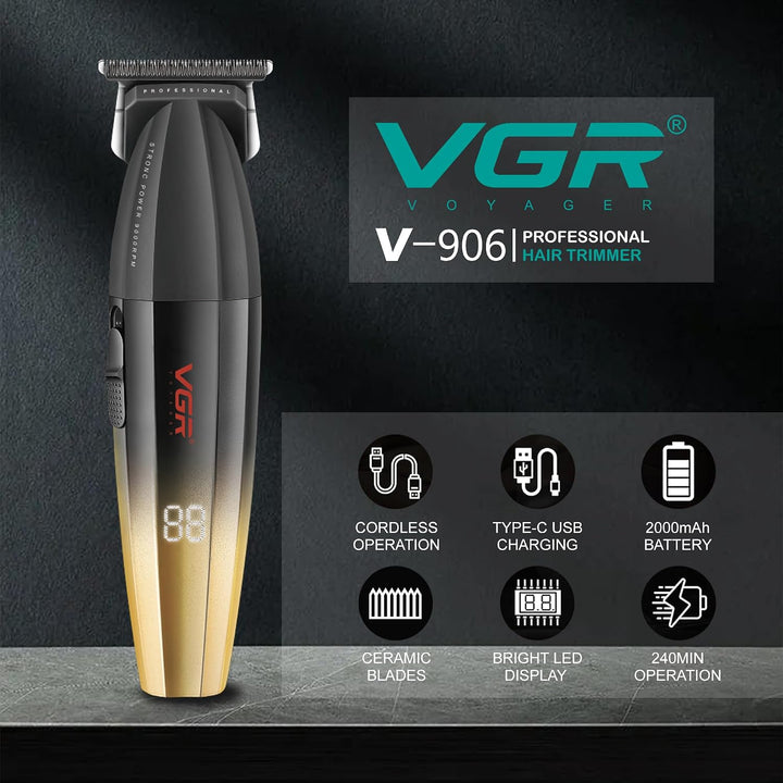 V-906 Professional Hair Trimmer For Men, Black / Yellow