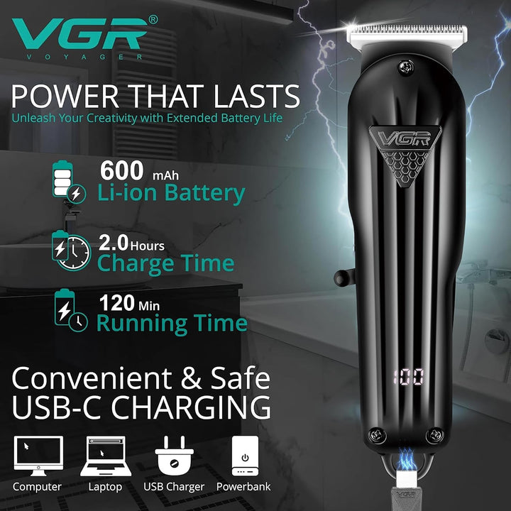 V-982 Cordless Hair Trimmer For Men, Black