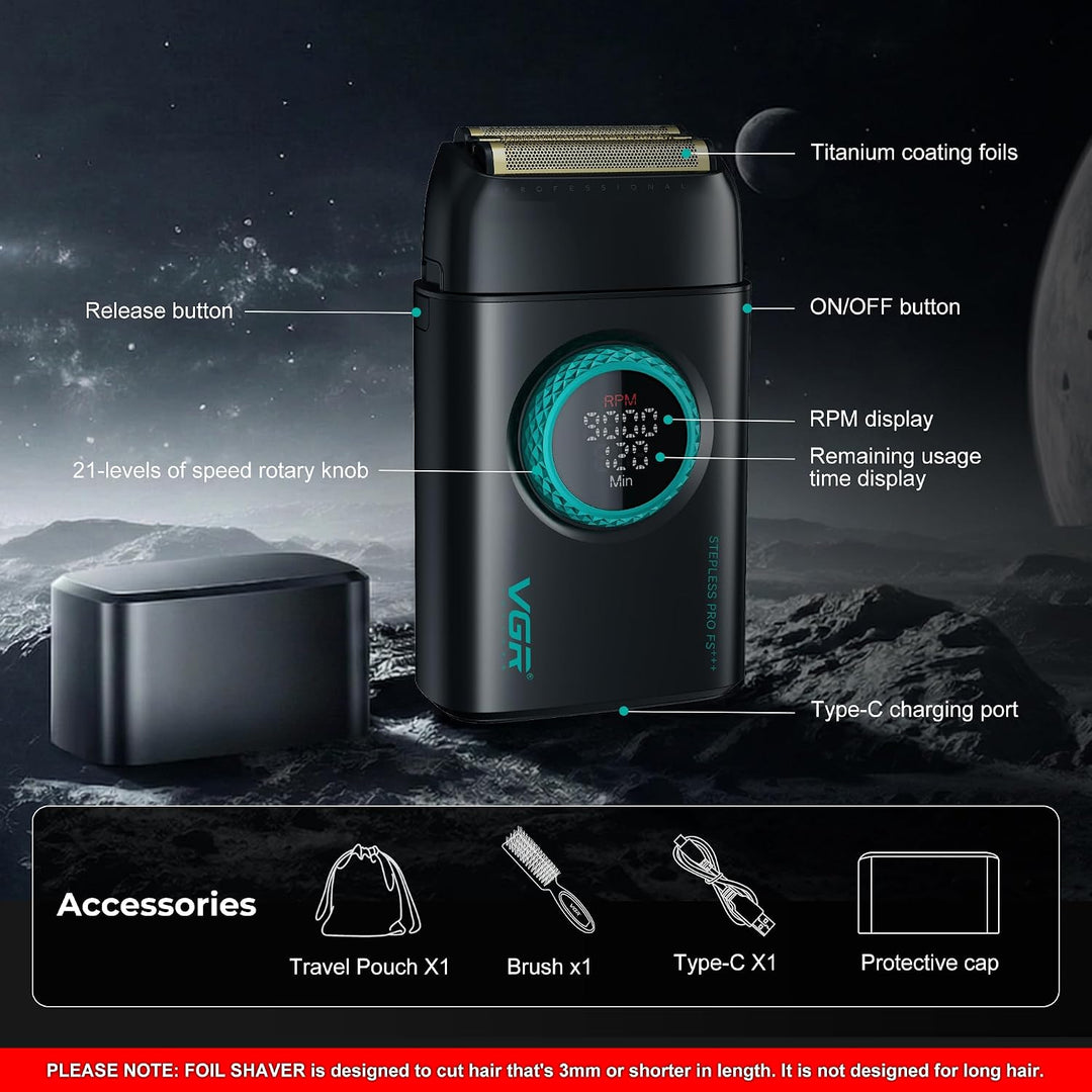 V-378 Professional Foil Shaver For Men, Black