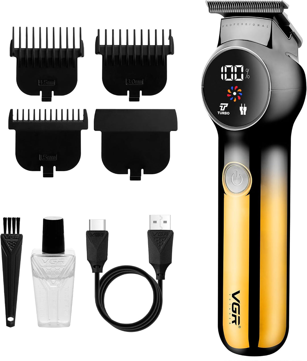 V-989 Cordless Hair Trimmer For Men, Golden-Black