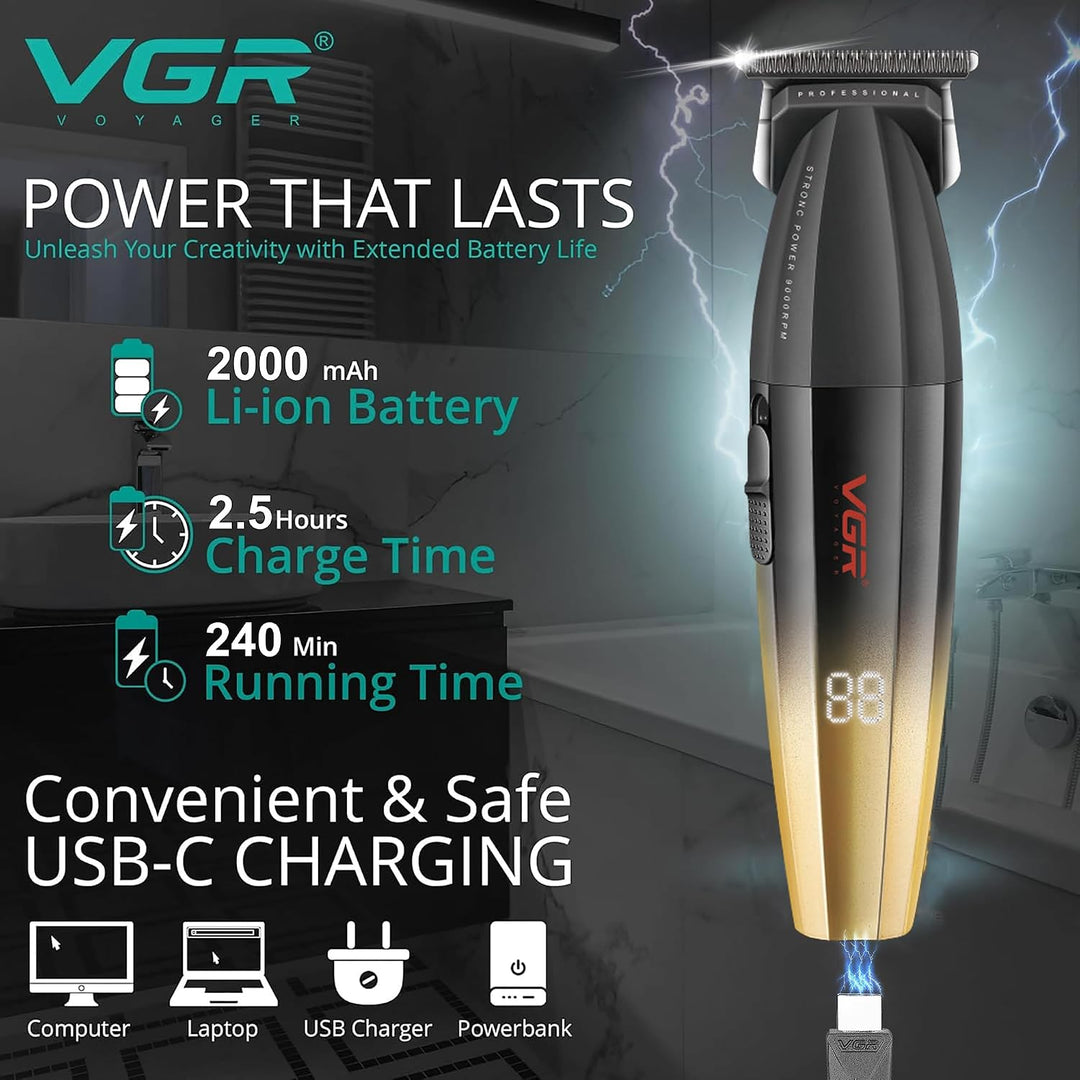 V-906 Professional Hair Trimmer For Men, Black / Yellow
