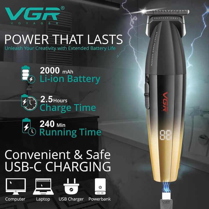 V-906 Professional Hair Trimmer For Men, Black / Yellow
