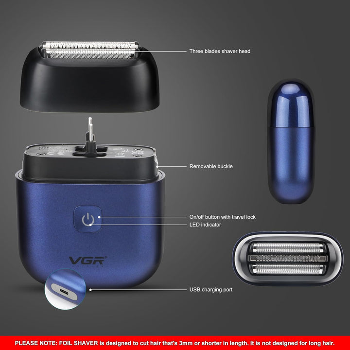 V-340 Mini Shaver For Men, Blue