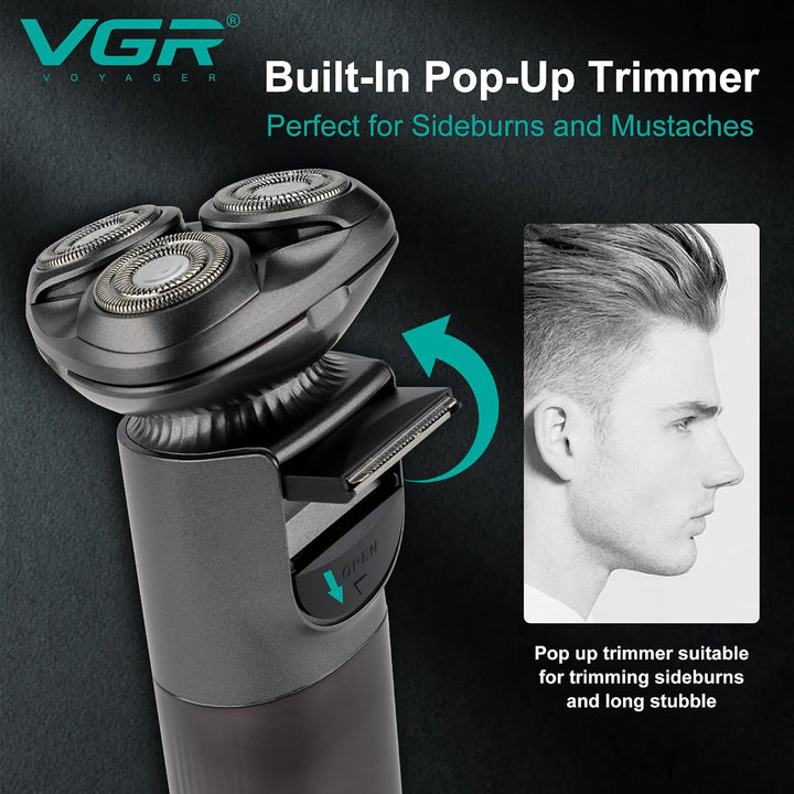 V-392 Cordless Rotary Shaver For Men, Grey / Yellow
