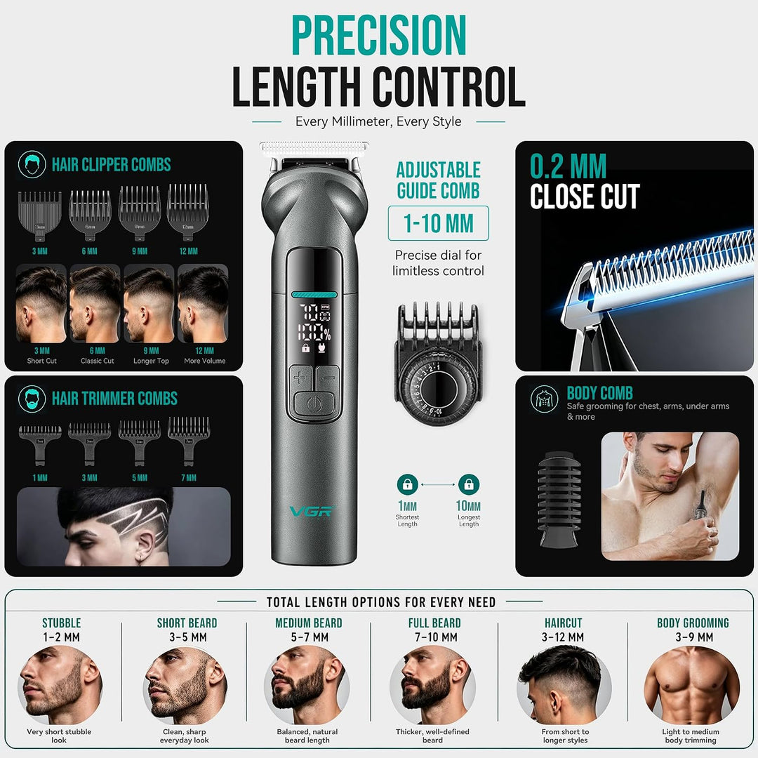 V-096 6-in-1 Grooming Kit For Men, Gray