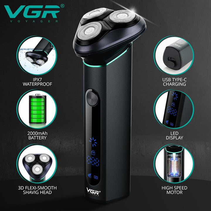 V-310 Waterproof Rotary Shaver For Men, Forest Green
