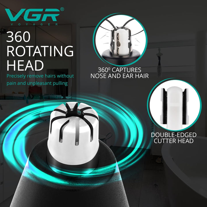 V-613 2-in-1 Nose & Ear Trimmer For Men, Black