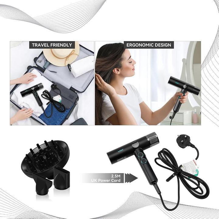 V-401 Professional Hair Dryer, Black