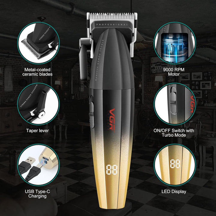 V-003 Professional Hair Clipper For Men, Yellow / Black