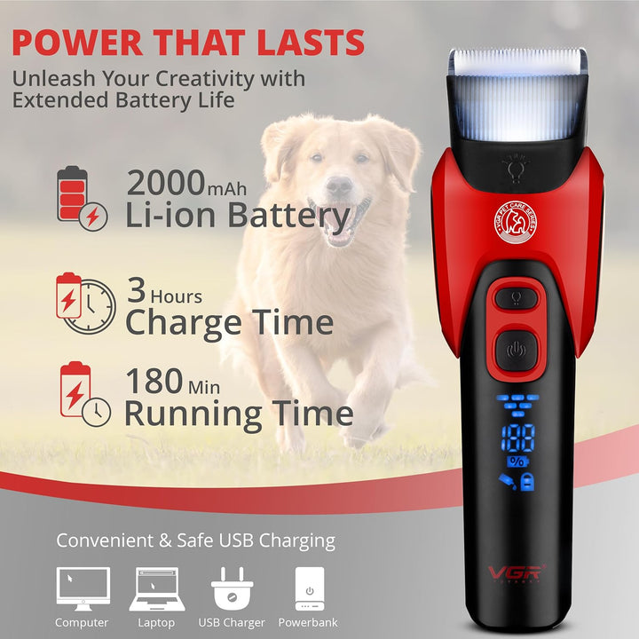 V-208 Cordless Dog Clipper, Red