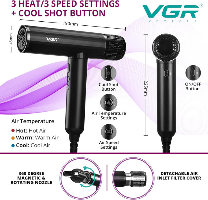 V-427 Professional Hair Dryer, Black