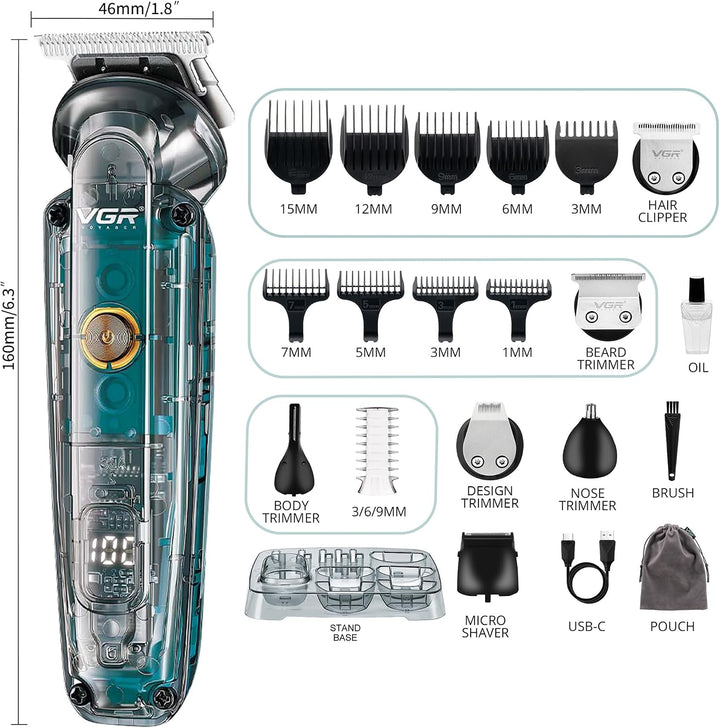 V-102 6-in-1 Grooming Kit For Men, Transparent
