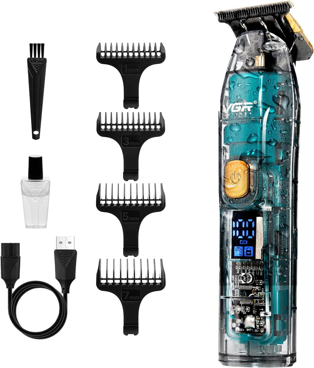 V-961 Waterproof Hair Trimmer For Men, Transparent