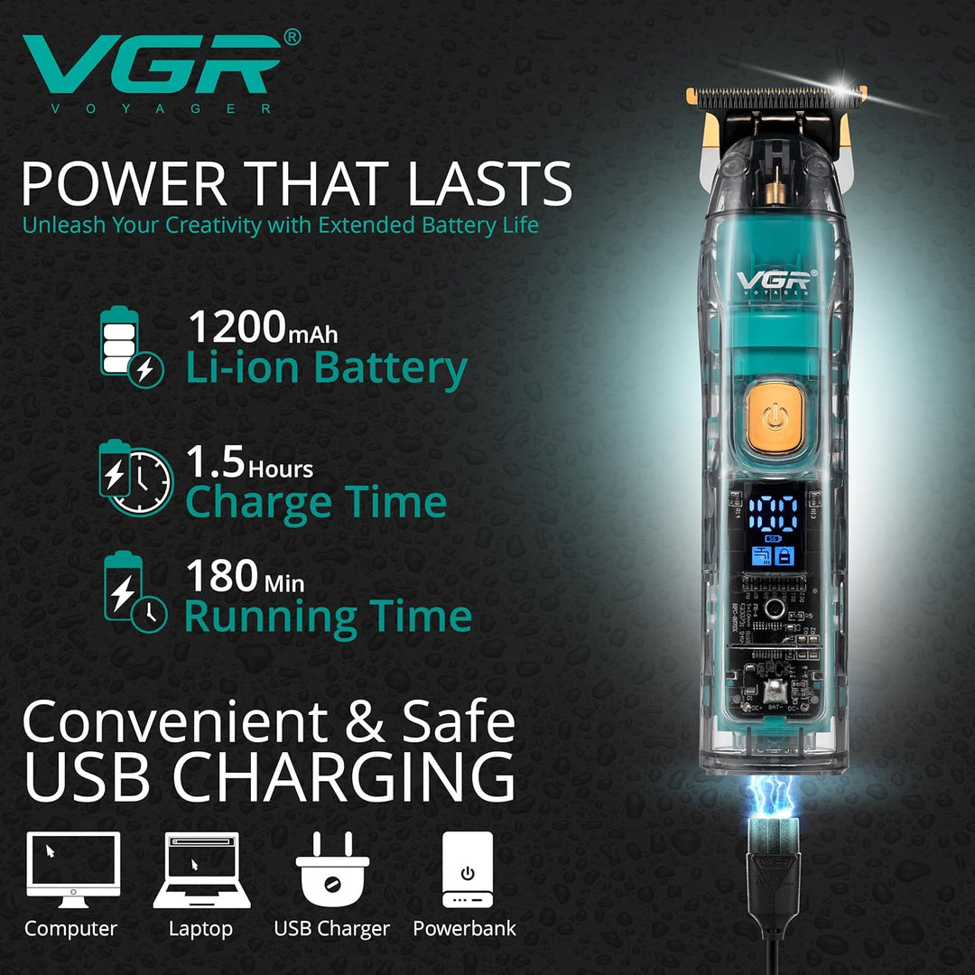V-961 Waterproof Hair Trimmer For Men, Transparent