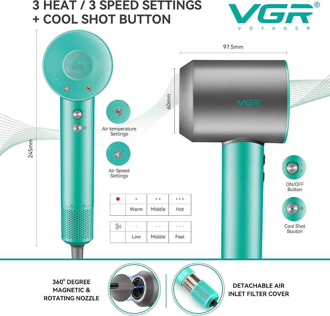 V-440 Professional Hair Dryer, Green