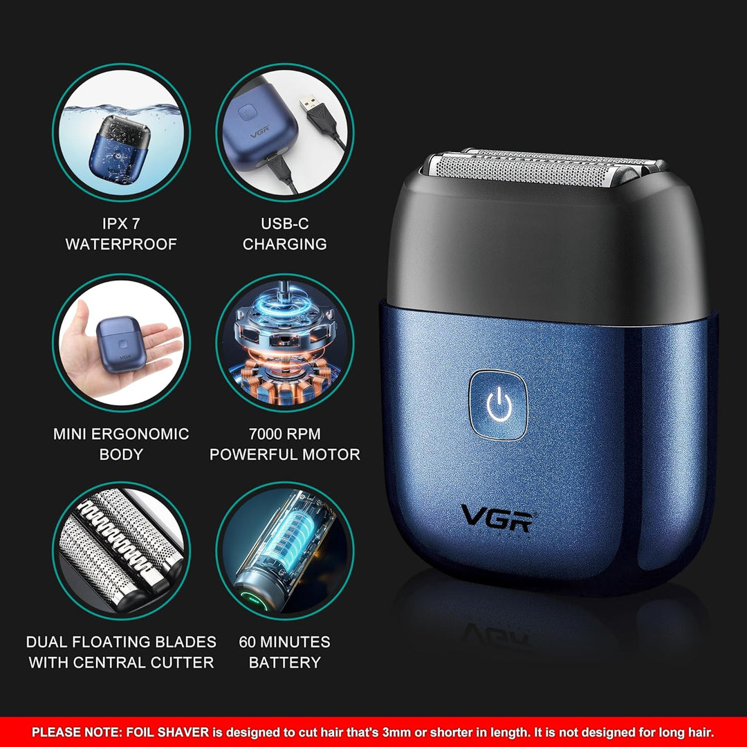 V-340 Mini Shaver For Men, Blue