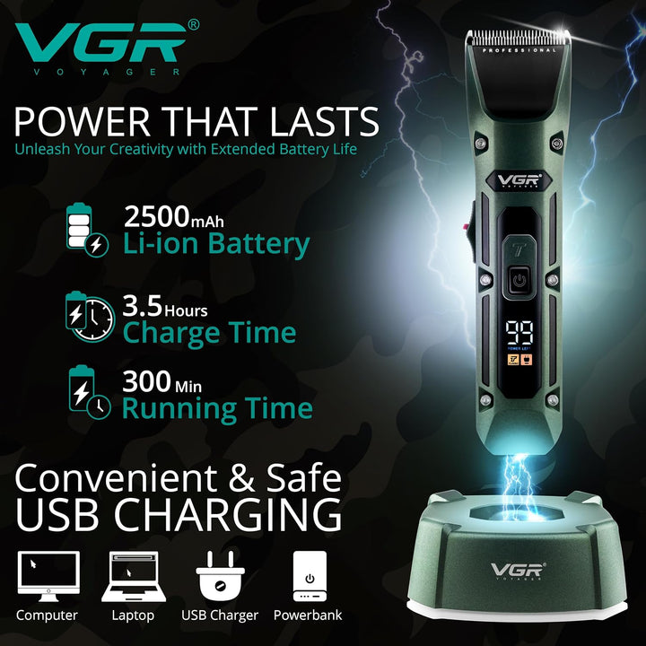 V-696 Professional Hair Clipper For Men, Forest Green