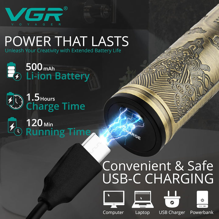 V-621 4-in-1 Nose & Ear Trimmer For Men, Gold