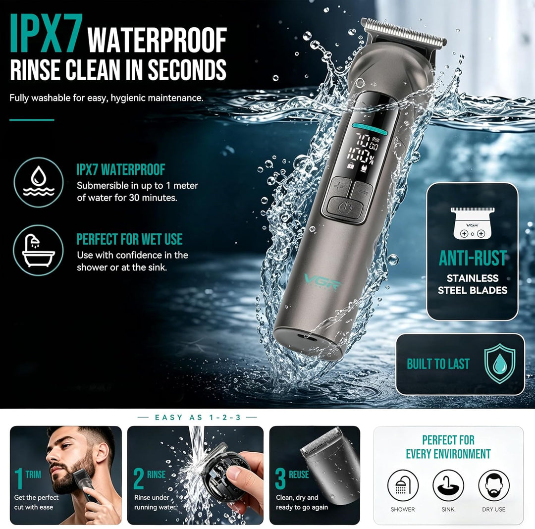 V-096 6-in-1 Grooming Kit For Men, Gray
