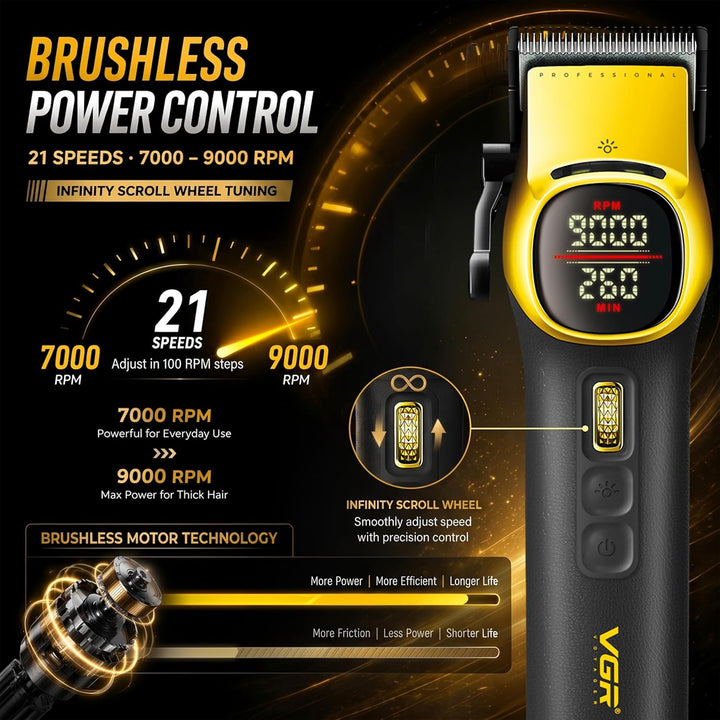 V-885C Professional Hair Clipper For Men, Yellow / Black