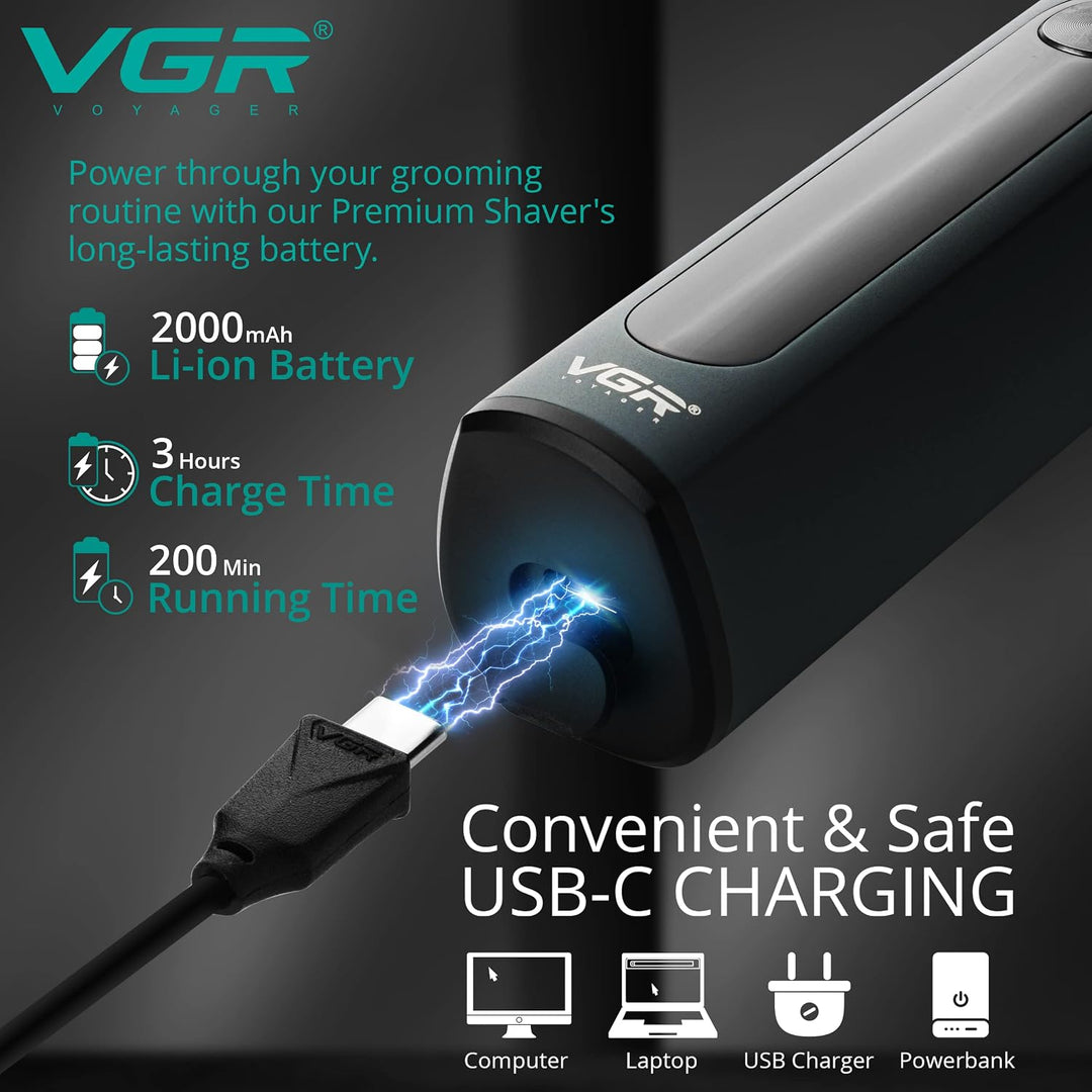 V-310 Waterproof Rotary Shaver For Men, Forest Green