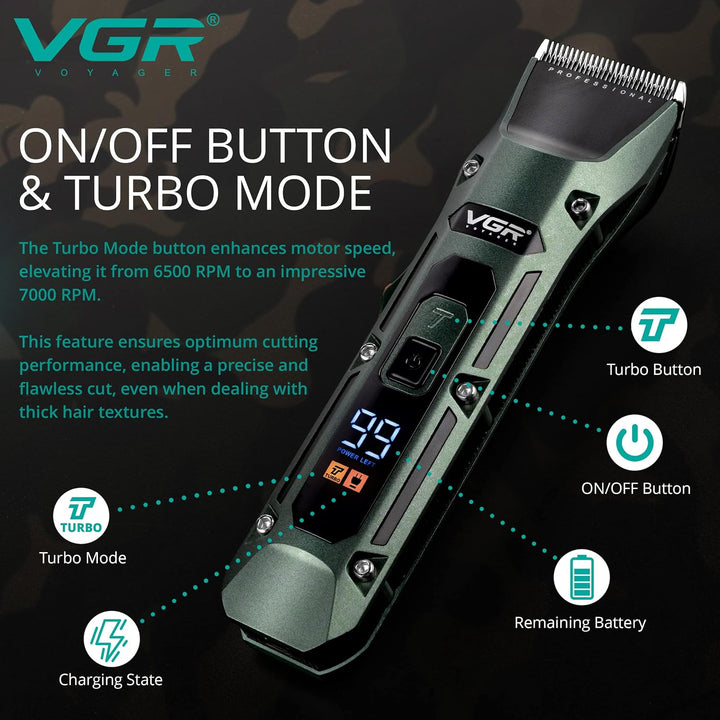 V-696 Professional Hair Clipper For Men, Forest Green
