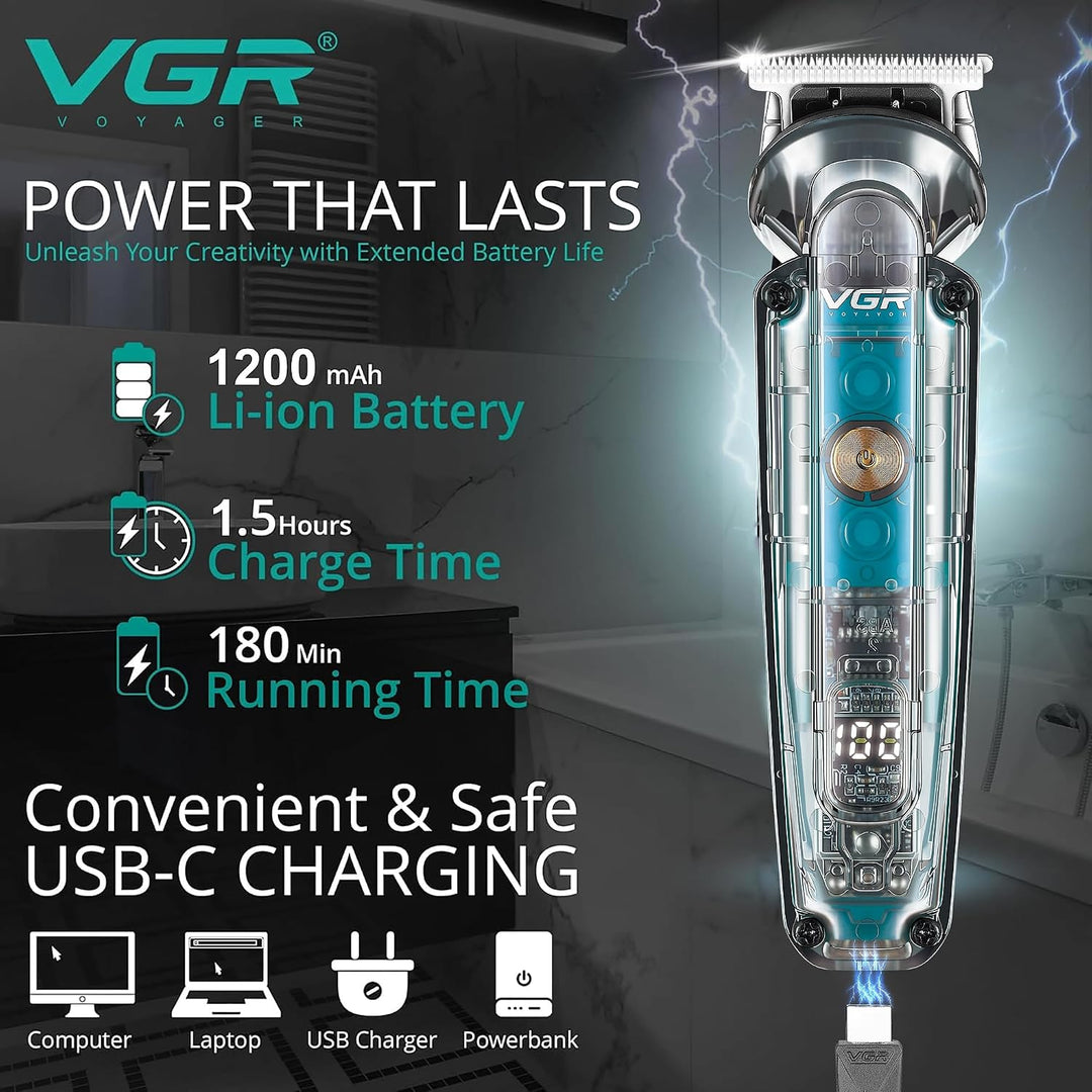 V-949 Waterproof Hair Trimmer For Men, Transparent
