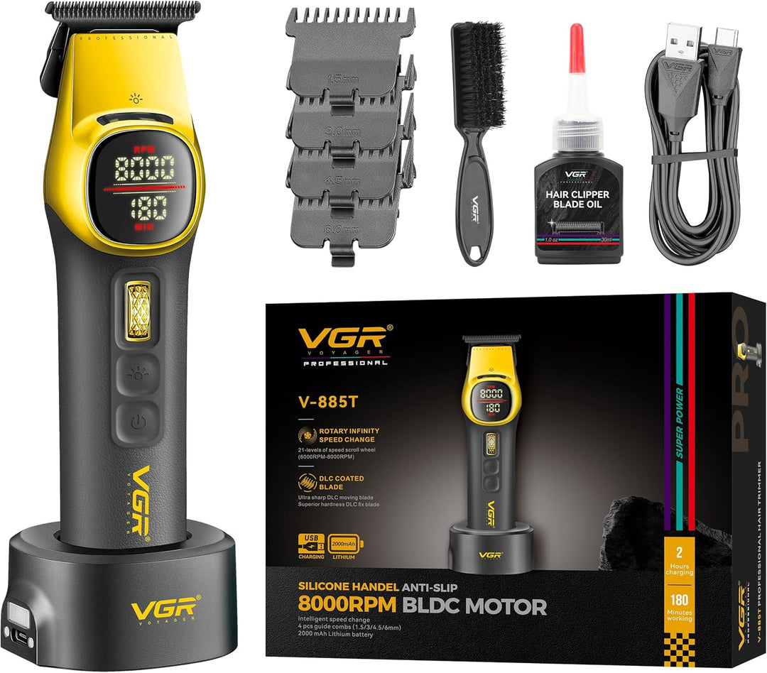 V-885T Professional Hair Trimmer For Men, Yellow / Black