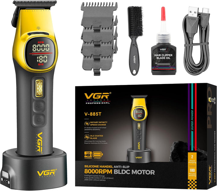 V-885T Professional Hair Trimmer For Men, Yellow / Black