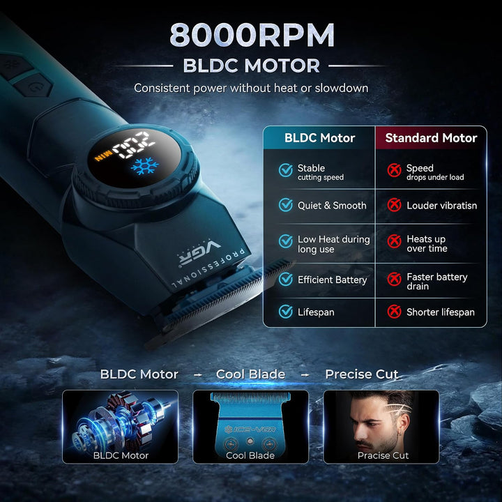 V-946 Professional Hair Trimmer For Men, Black/Teal