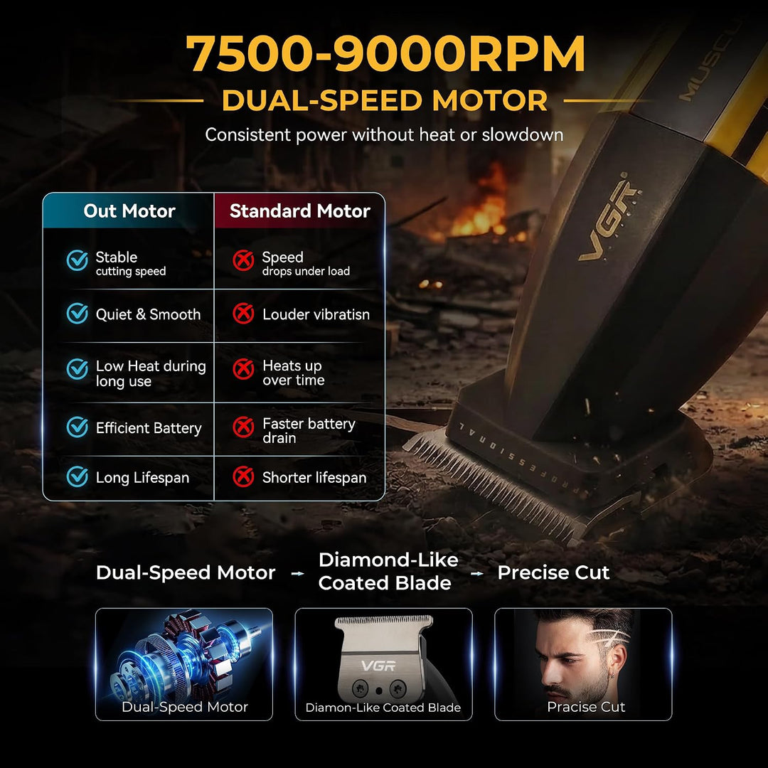 V-285T Professional Hair Trimmer For Men, Yellow / Black