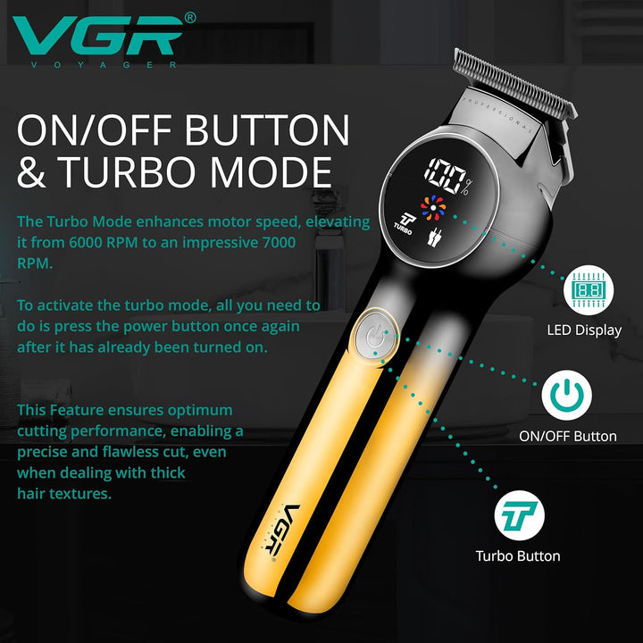 V-989 Cordless Hair Trimmer For Men, Golden-Black