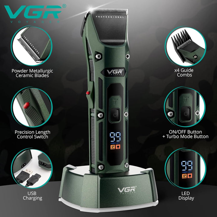 V-696 Professional Hair Clipper For Men, Forest Green