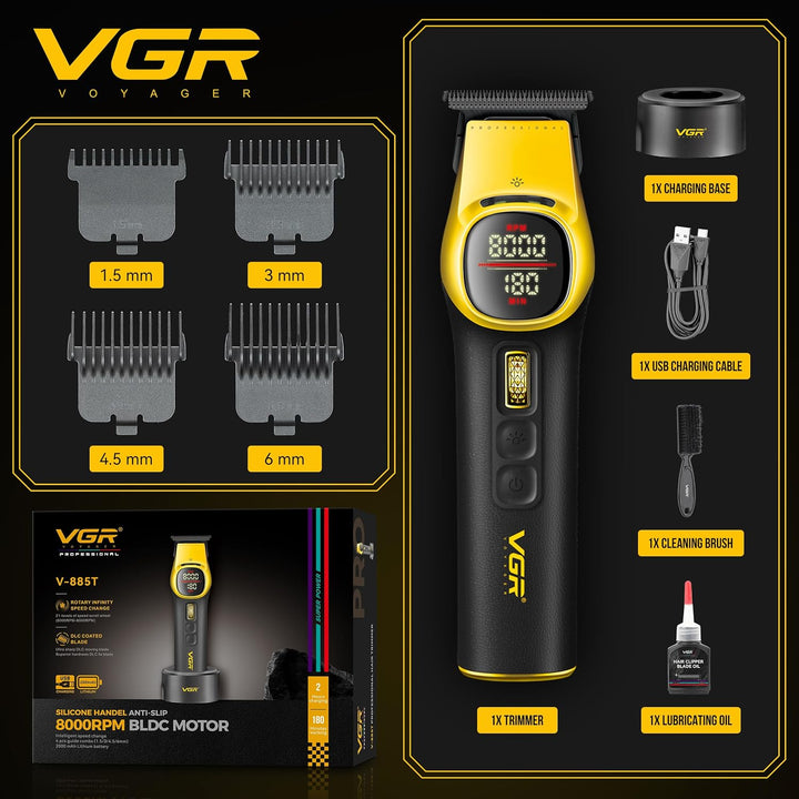 V-885T Professional Hair Trimmer For Men, Yellow / Black