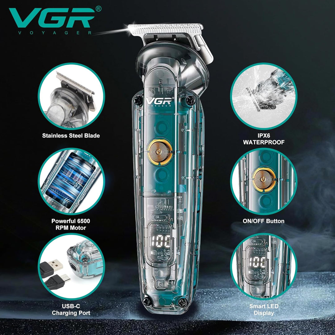 V-949 Waterproof Hair Trimmer For Men, Transparent