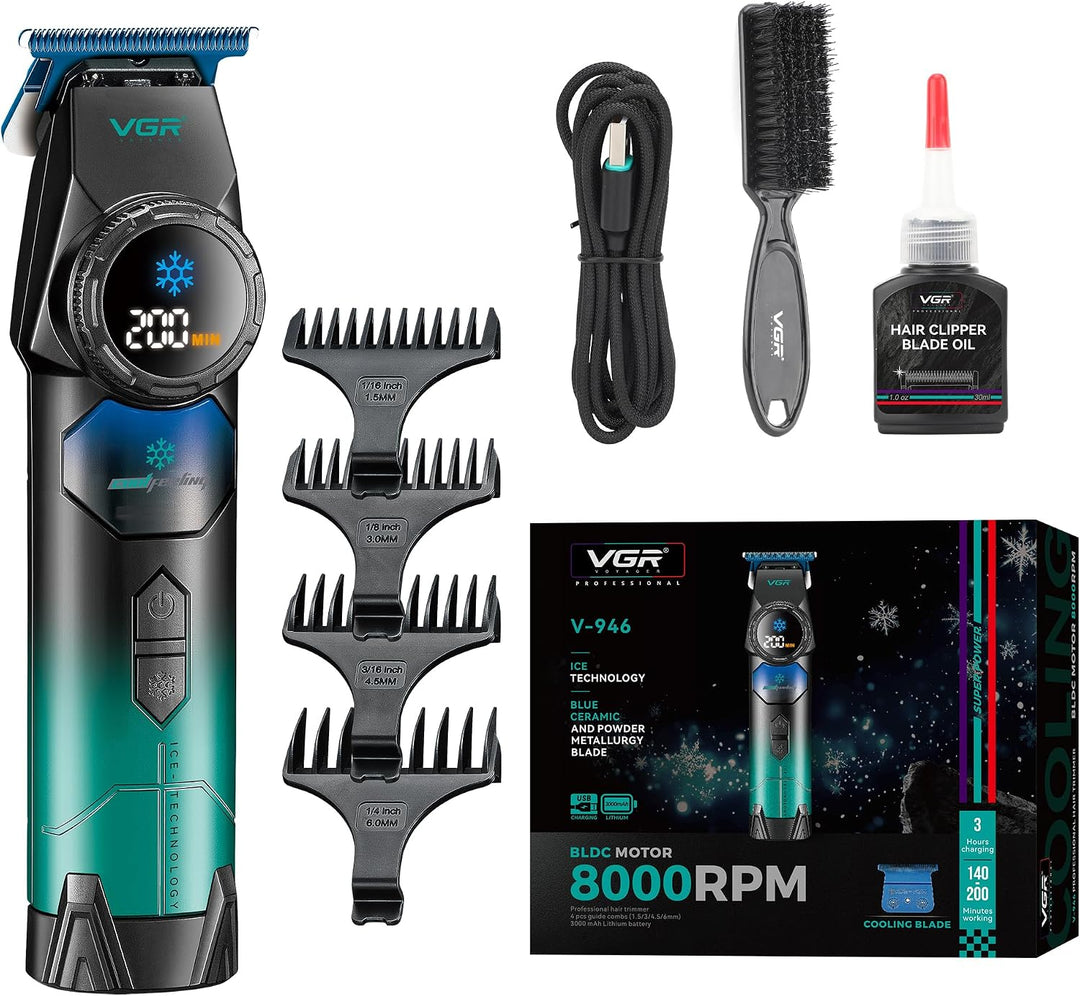 V-946 Professional Hair Trimmer For Men, Black/Teal