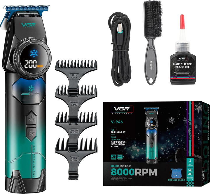 V-946 Professional Hair Trimmer For Men, Black/Teal
