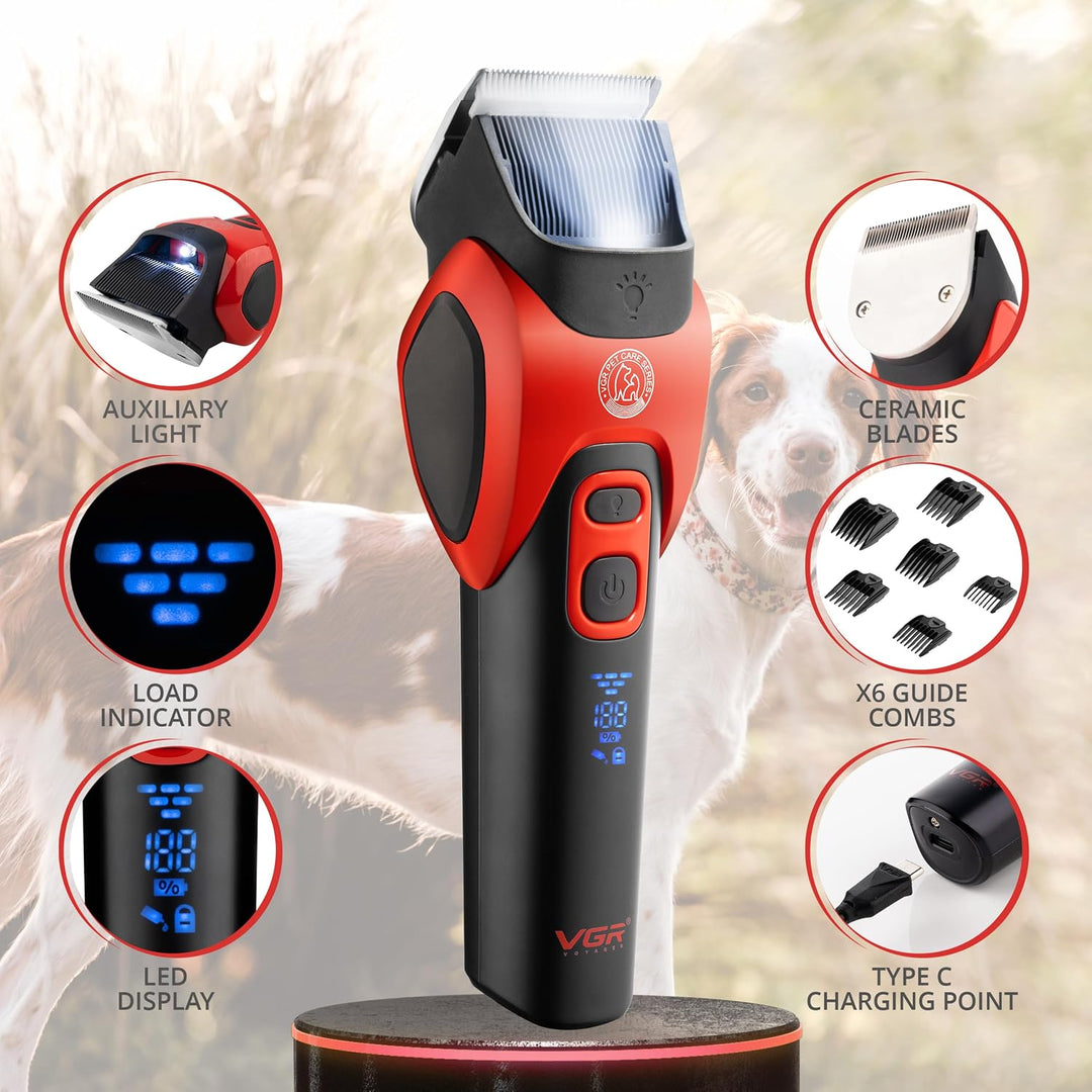 V-208 Cordless Dog Clipper, Red