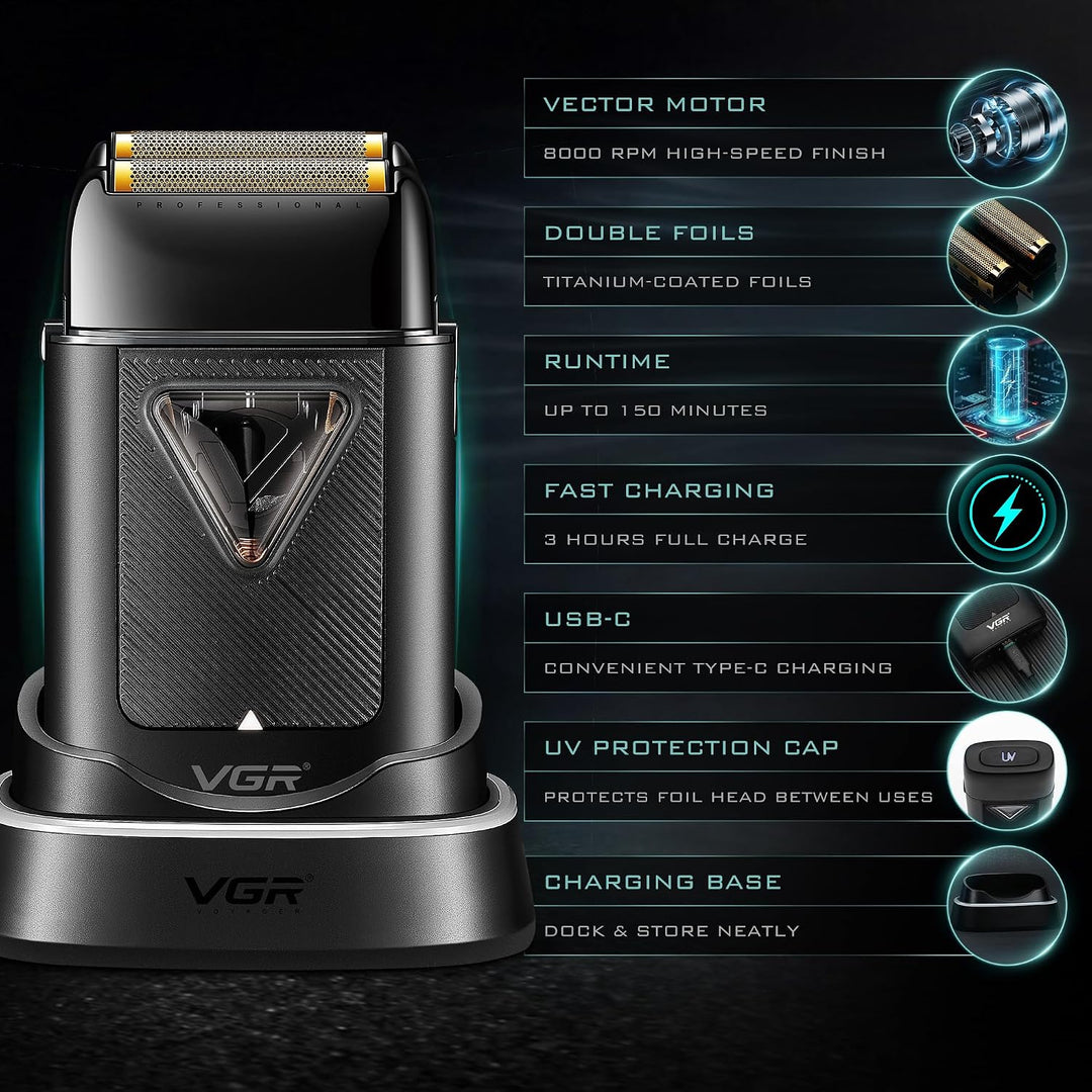 V-334 Professional Foil Shaver For Men, Black