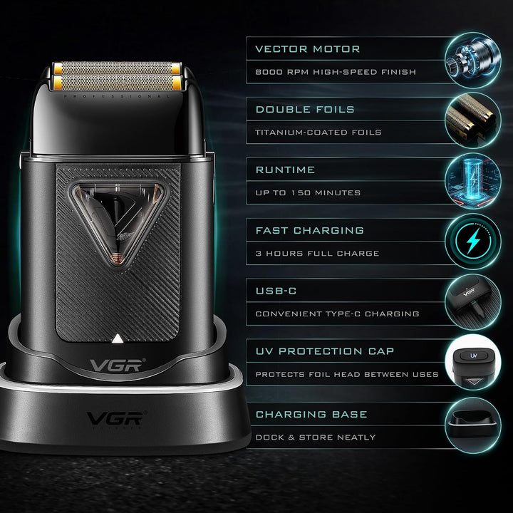 V-334 Professional Foil Shaver For Men, Black