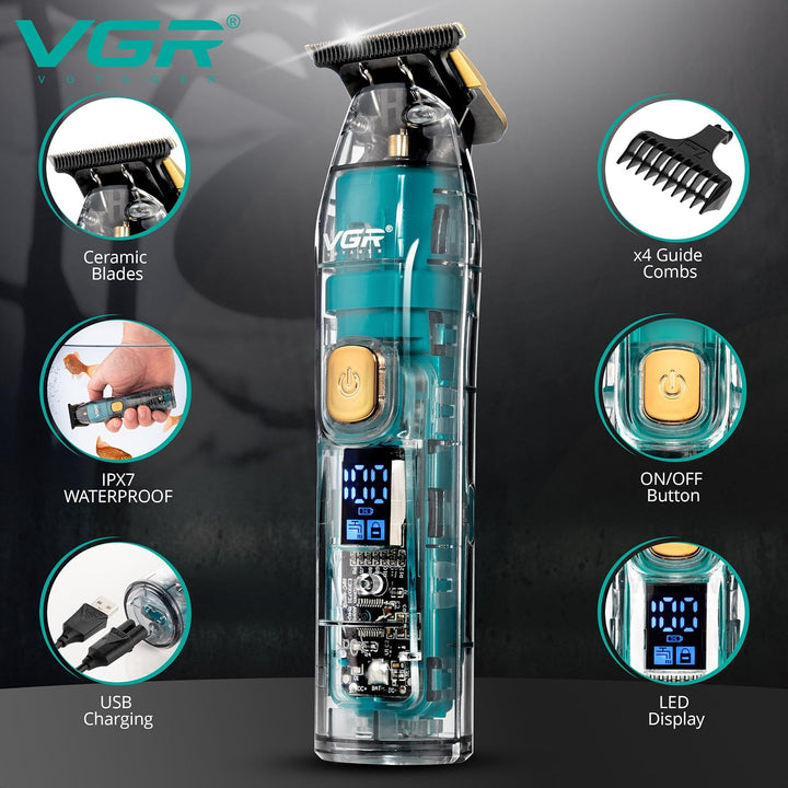 V-961 Waterproof Hair Trimmer For Men, Transparent