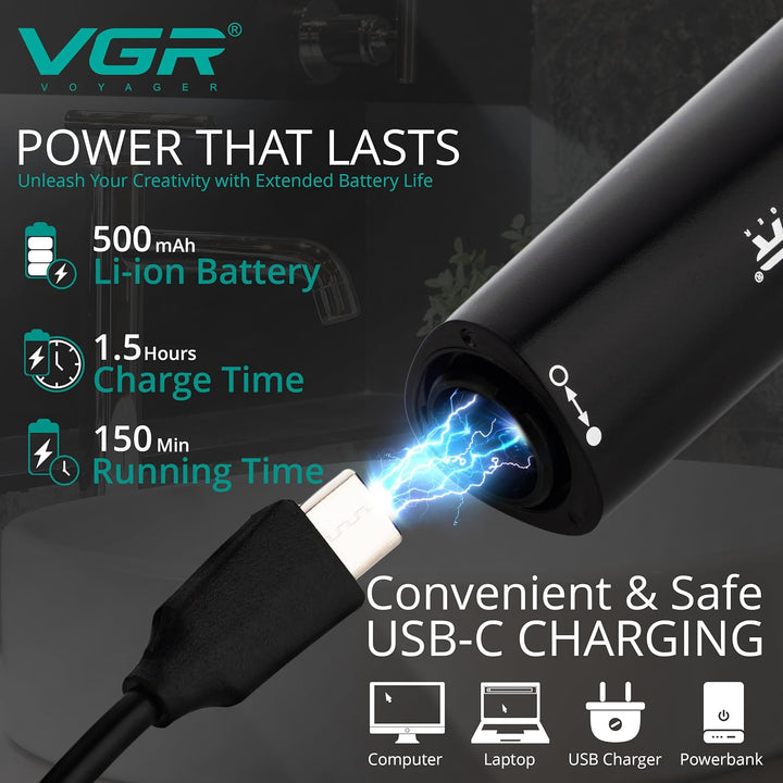 V-613 2-in-1 Nose & Ear Trimmer For Men, Black