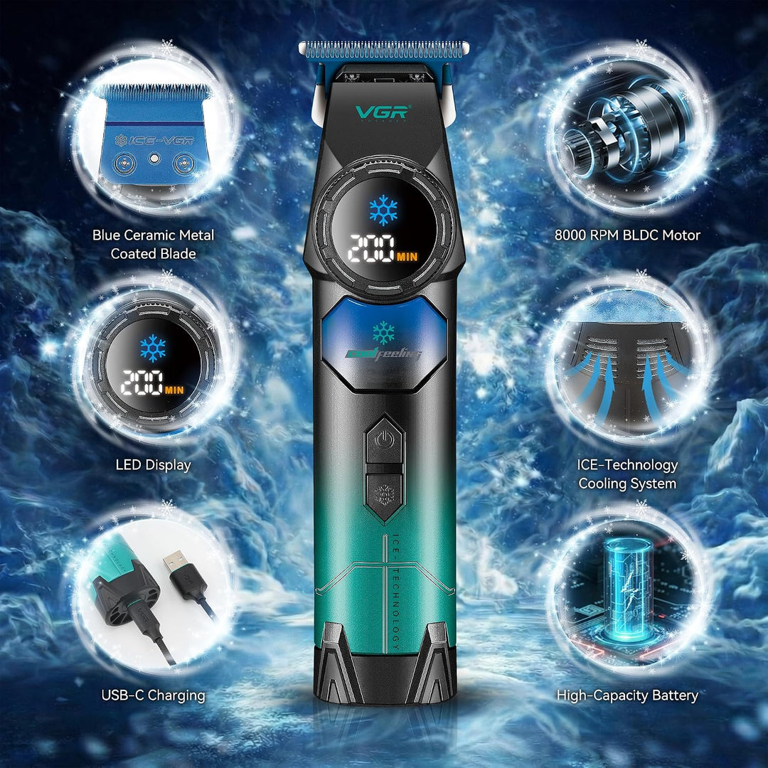 V-946 Professional Hair Trimmer For Men, Black/Teal