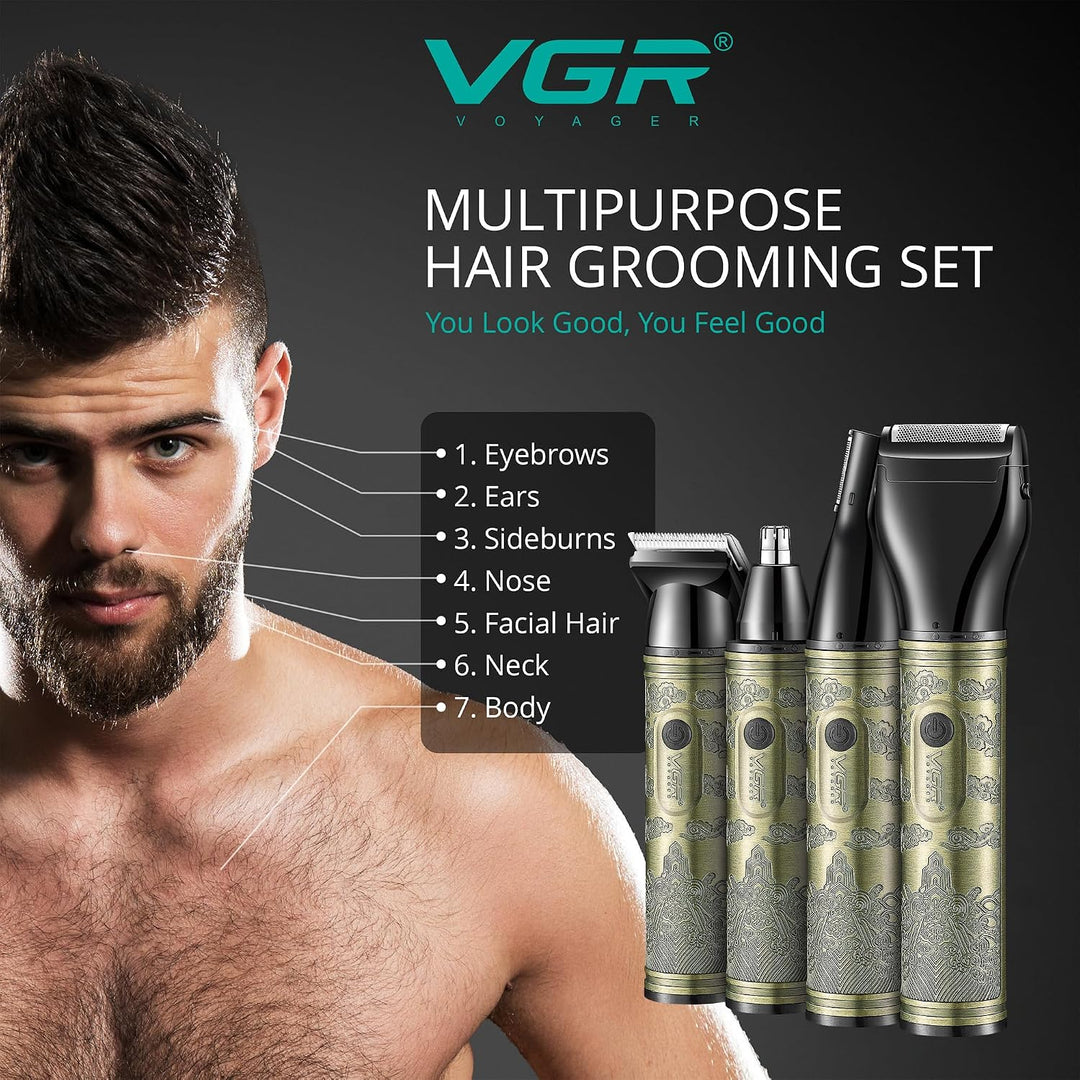 V-621 4-in-1 Nose & Ear Trimmer For Men, Gold