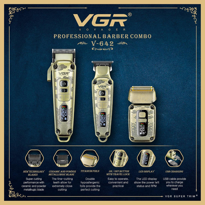 V-642 Professional Barber Combo For Men, Gold