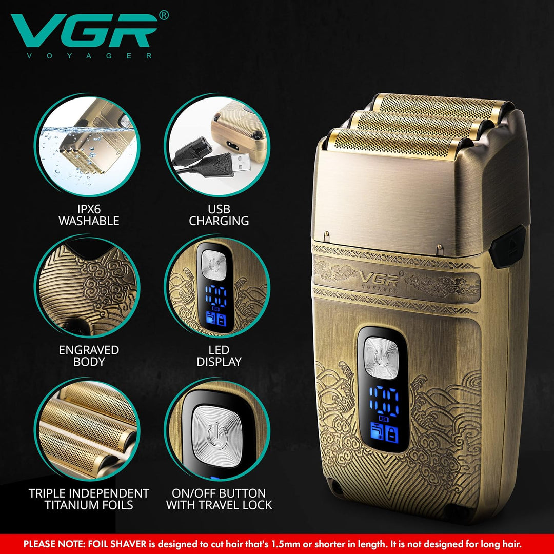 V-335 Waterproof Foil Shaver For Men, Golden