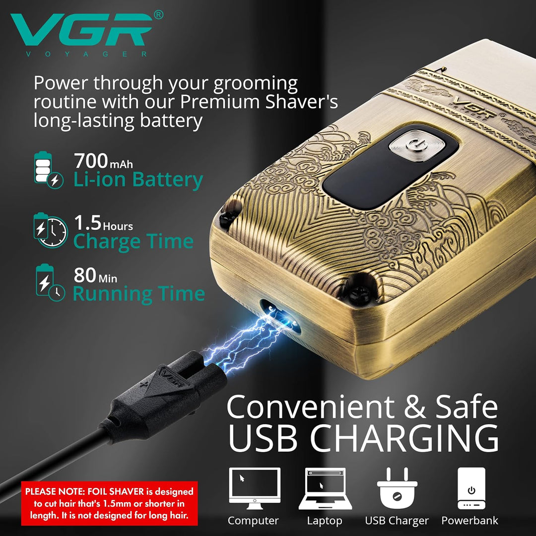 V-335 Waterproof Foil Shaver For Men, Golden