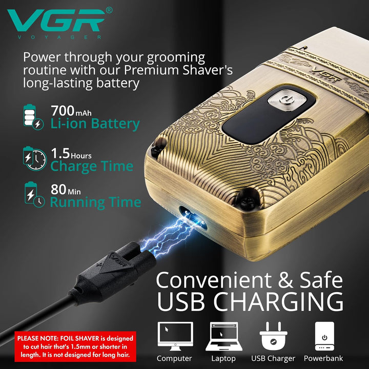 V-335 Waterproof Foil Shaver For Men, Golden