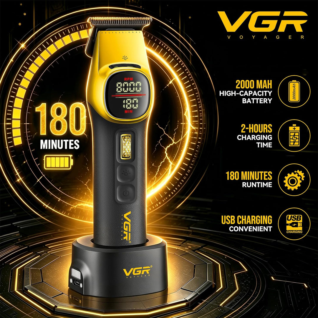 V-885T Professional Hair Trimmer For Men, Yellow / Black