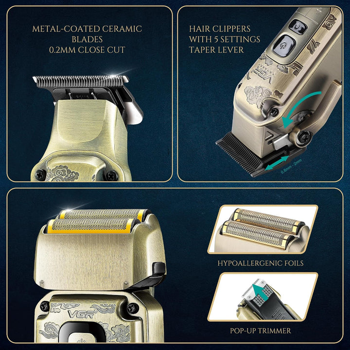 V-642 Professional Barber Combo For Men, Gold